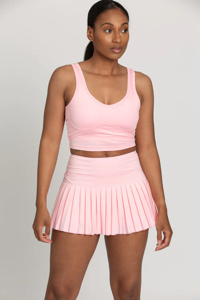 Gold Hinge Baby Pink Pleated Tennis Skirt