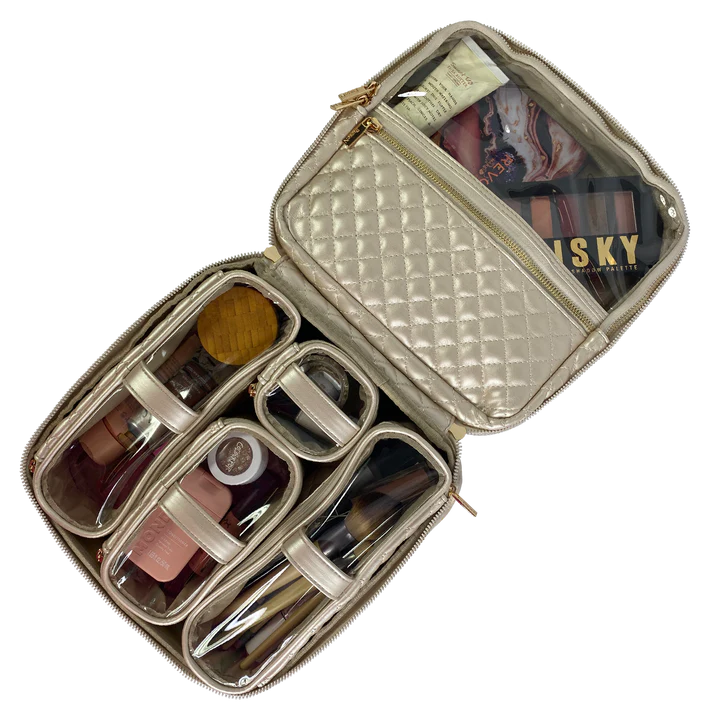 Mini Diva Makeup Case - Pearl Quilted