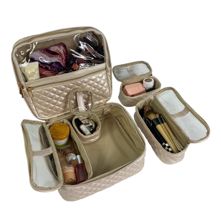 Mini Diva Makeup Case - Pearl Quilted