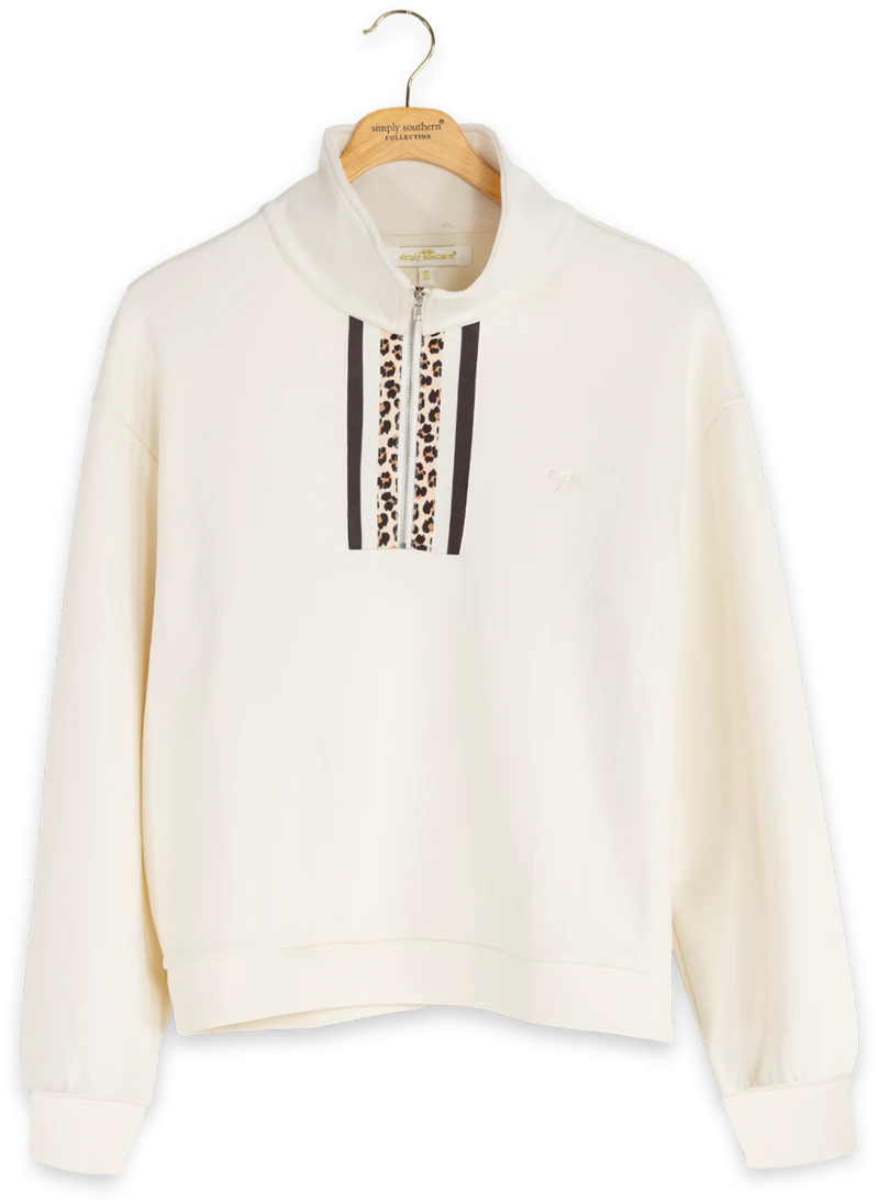 Ivory Leopard Soft Side Pullover
