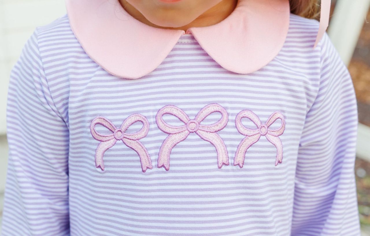 Trotter Street Purple Stripe Bows Dress