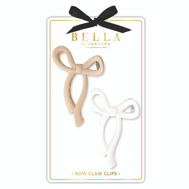 Flax & White Bow Claw Clip Set