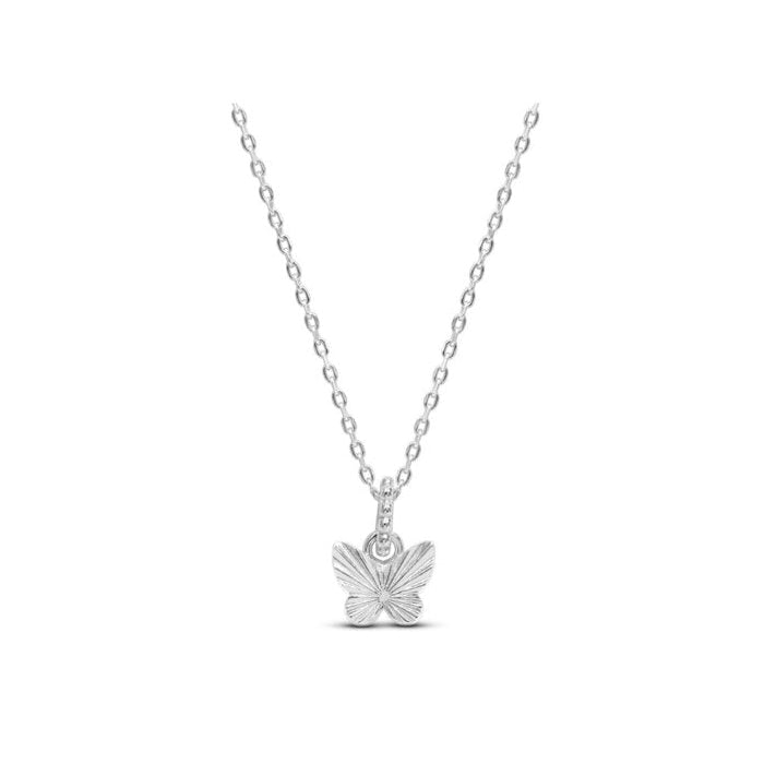 Stia Girl Silver Fluted Butterfly Necklace