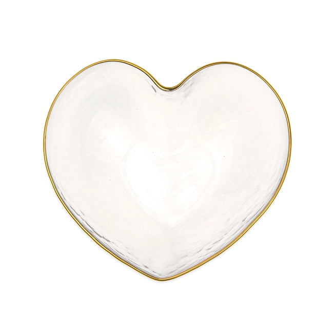 Clear & Gold Heart Glass Bowl