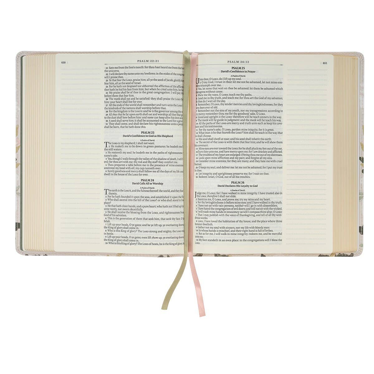 Floral Printed Ps 91:4 Faux Leather KJV Note-taking Bible
