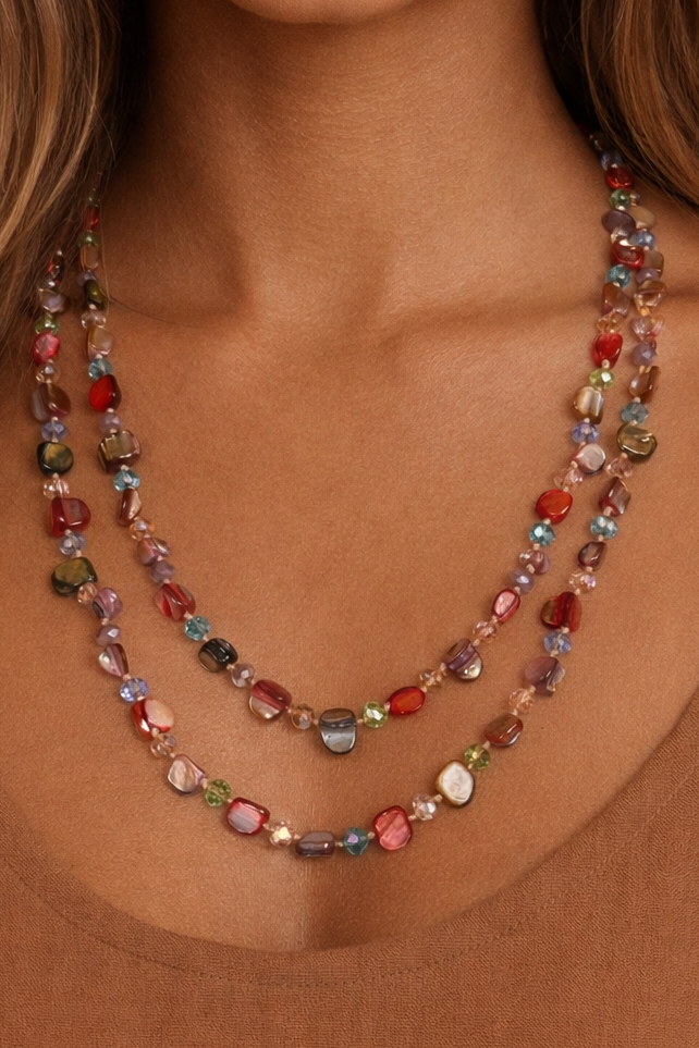 Long Multicolor Shell Bead Necklace