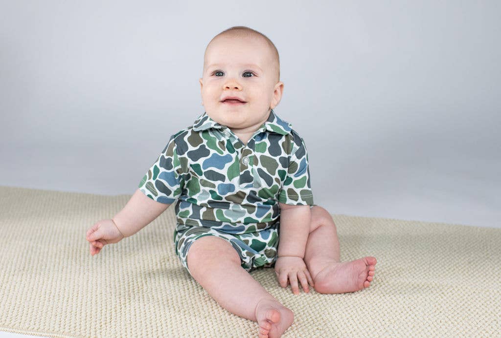 Pebble Camo Short Sleeve Polo Romper