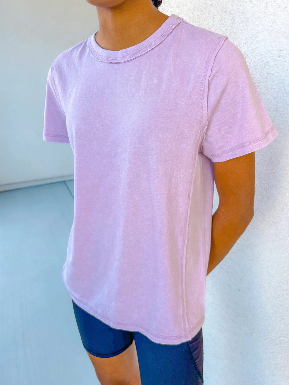 Youth Lavender Seamed Relaxed Fit Washed Tee