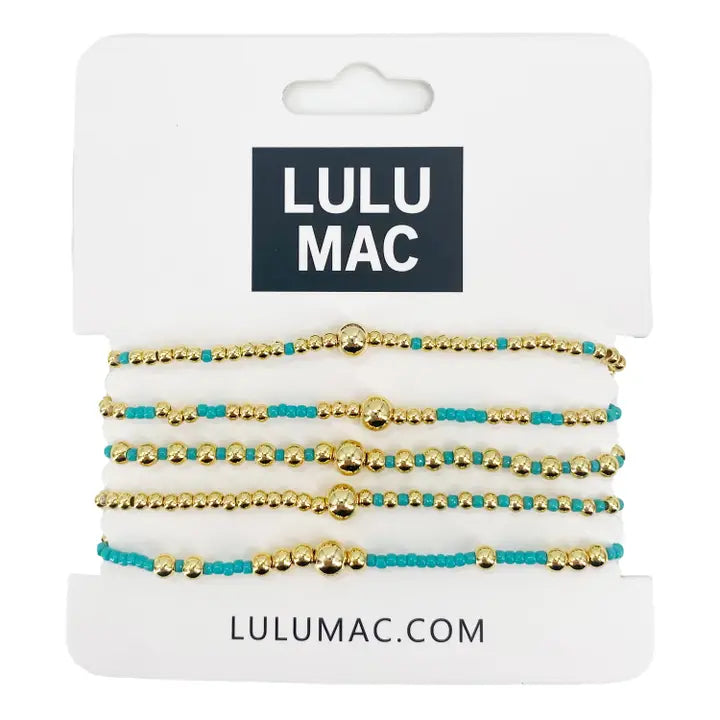 Lulu Mac Turquoise & Gold Bracelet Set