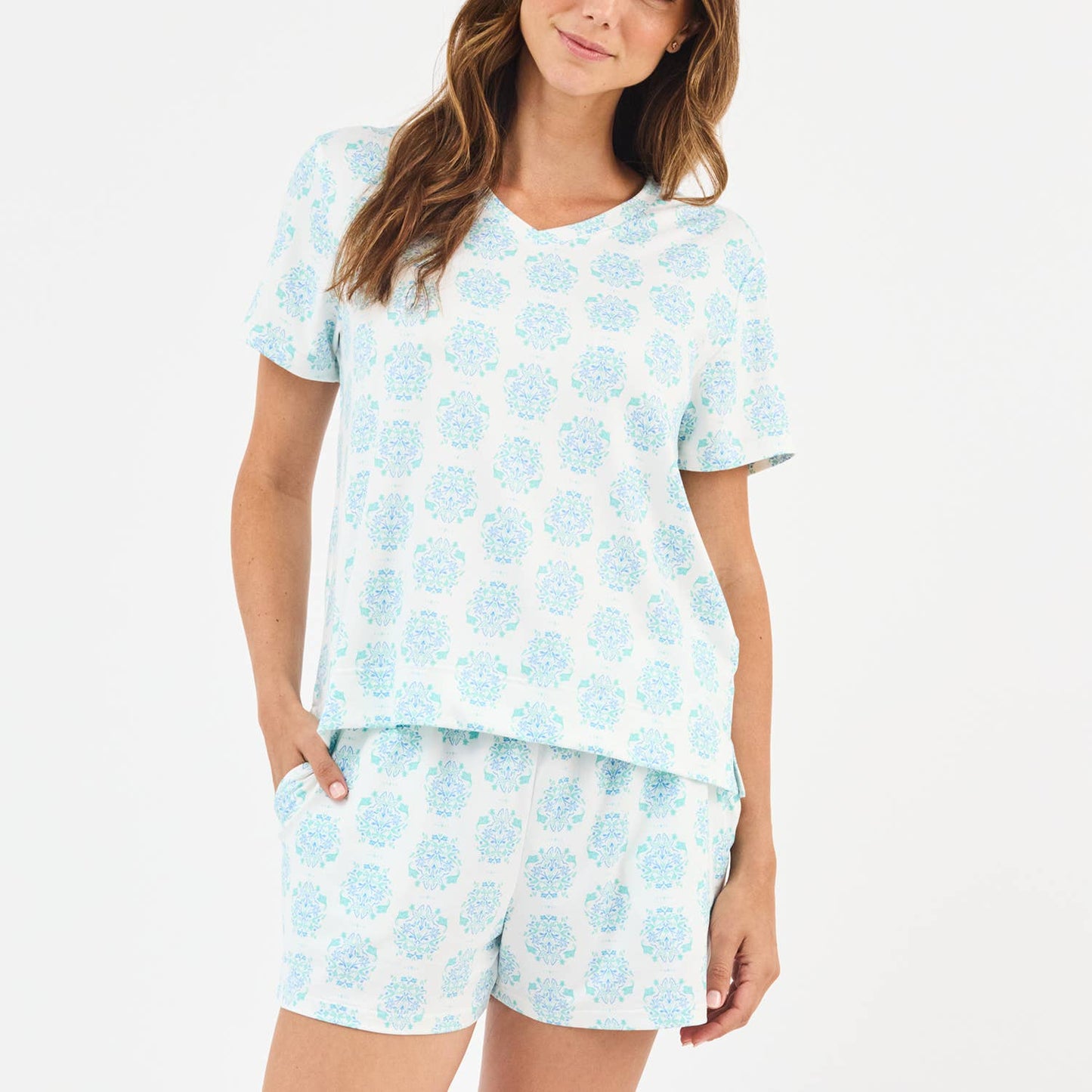 Meadow Dreams Blue Alli Pajama Shorts Set