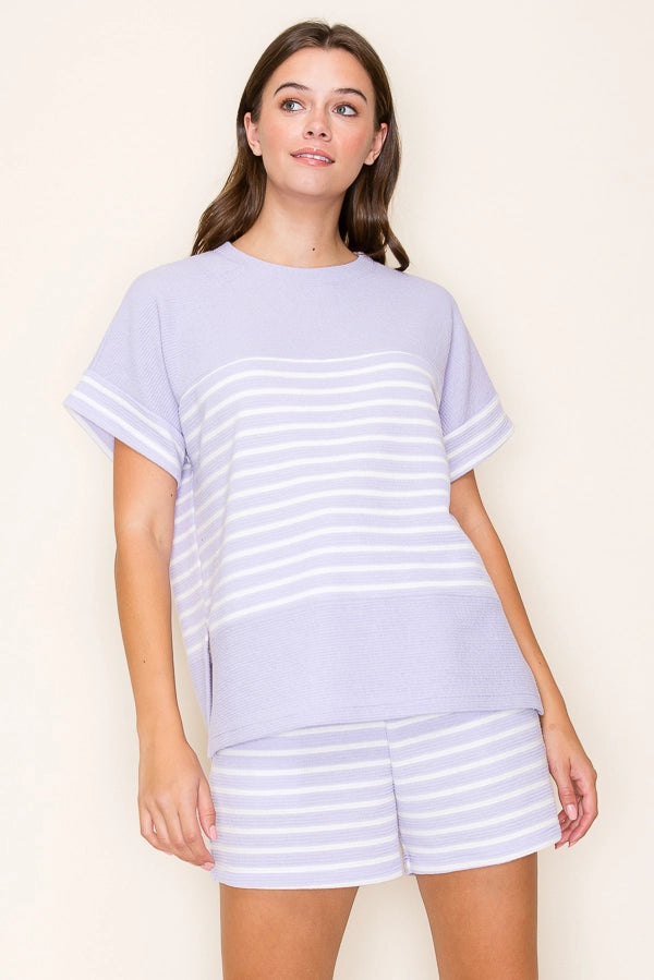 Lavender Stripe Cloudy Knit Jada Top