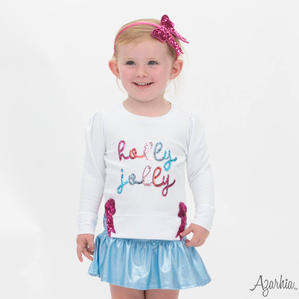 Youth White Holly Jolly Sequin Sweatshirt