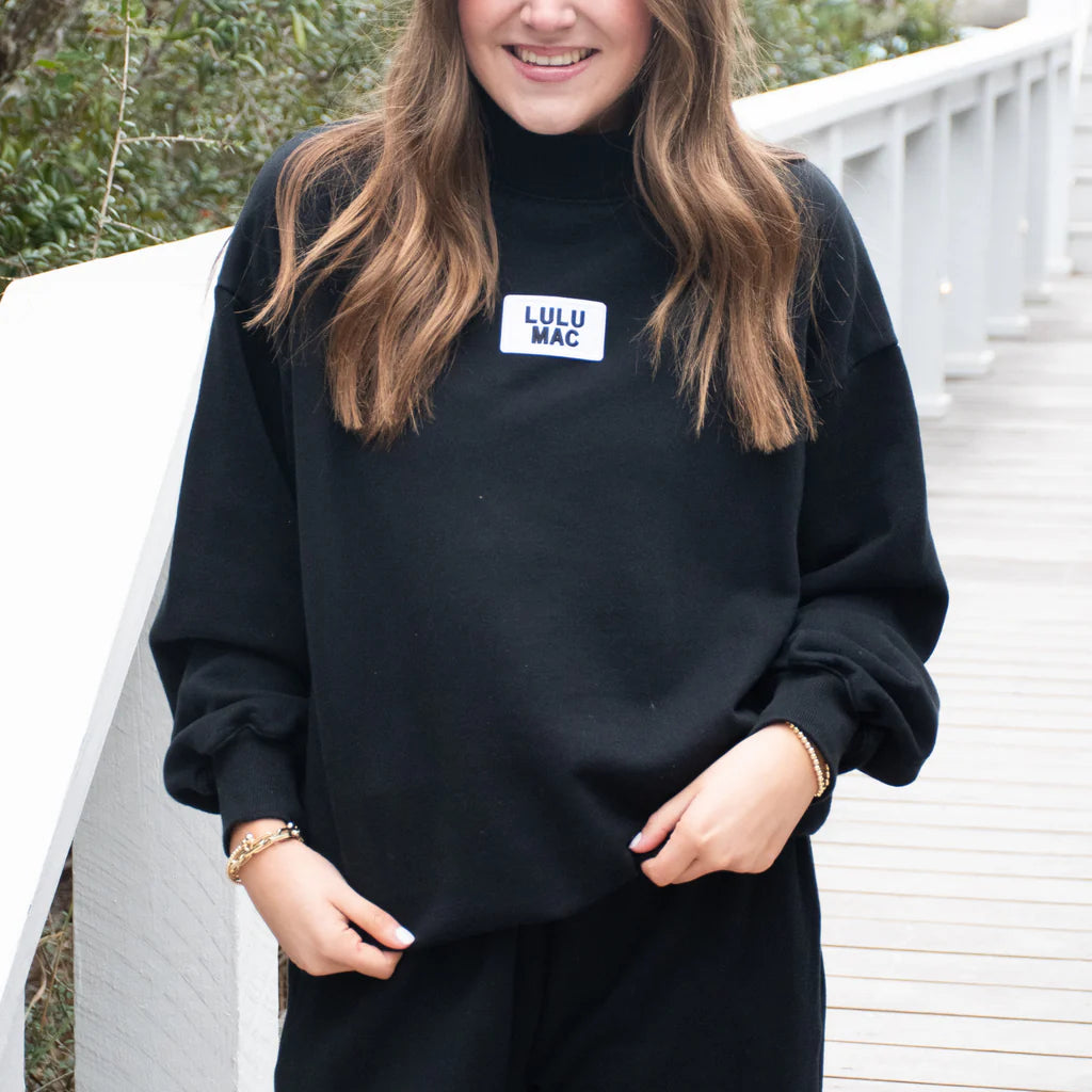 Lulu Mac Black Terry Cloth Long Sleeve Top