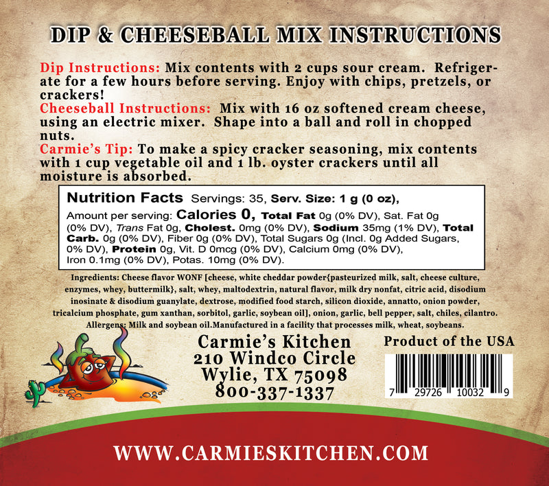 Carmie's Chipotle Cheddar Dip & Cheeseball Mix