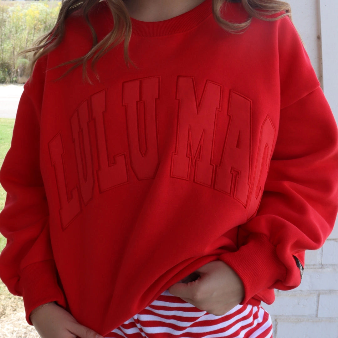 Lulu Mac Red Monogram Sweatshirt