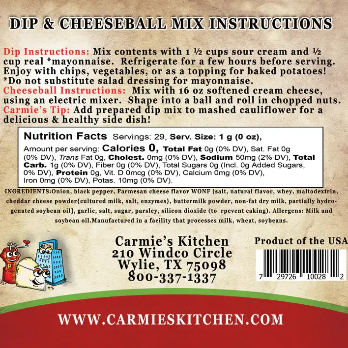 Carmie's Peppercorn Parmesan Dip & Cheeseball Mix