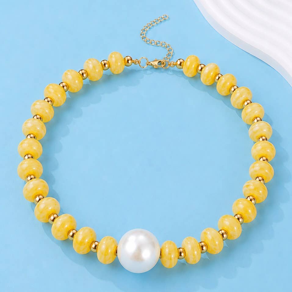 Pearl Pendant Resin Beaded Necklaces