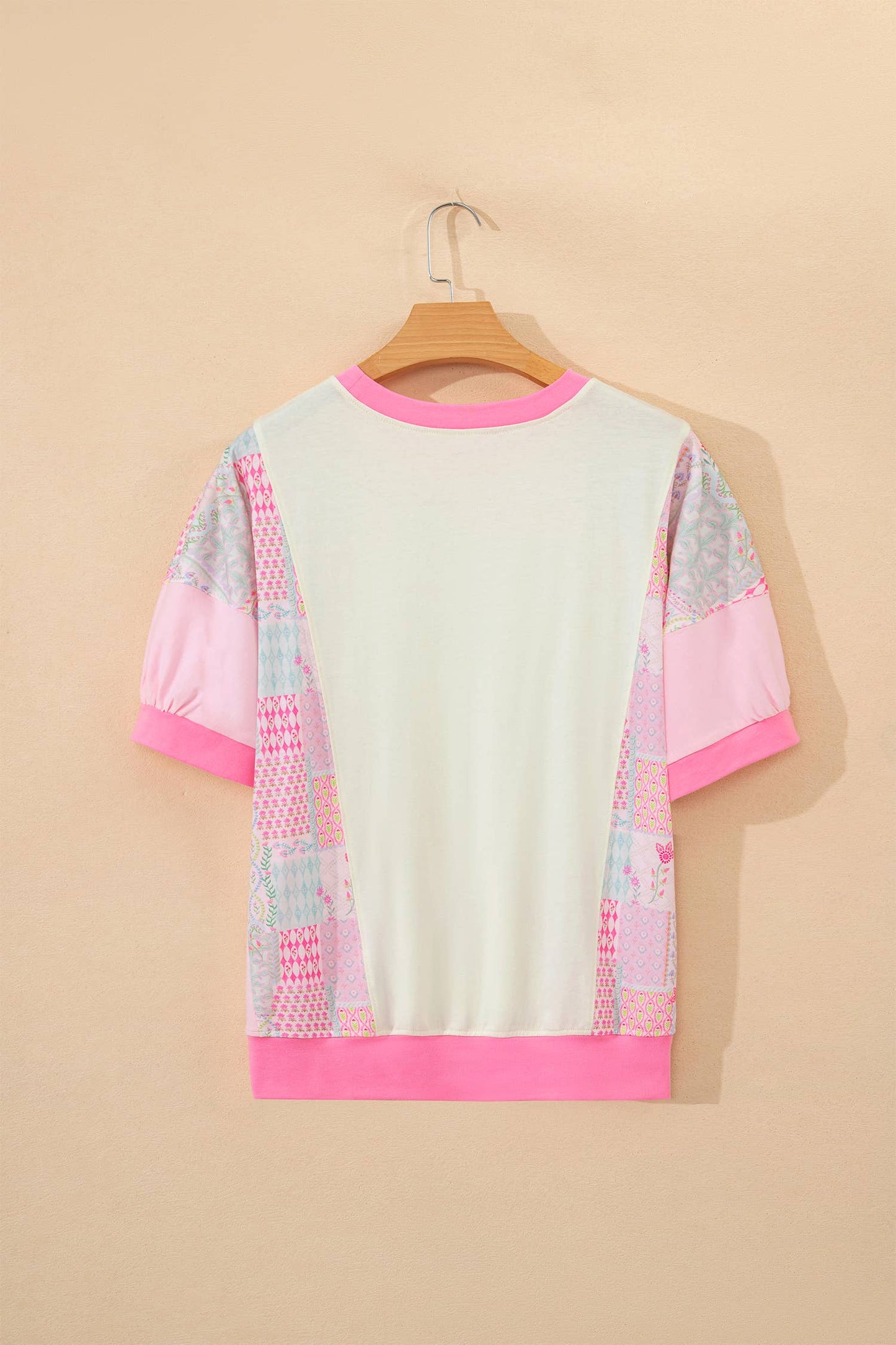 Floral Patch Colorblock Short Sleeve Top