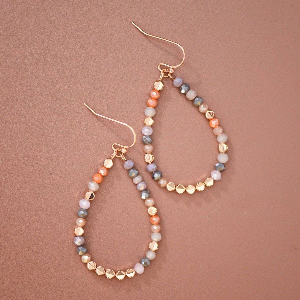Multicolor Glass Crystal Beaded Teardrop Earrings