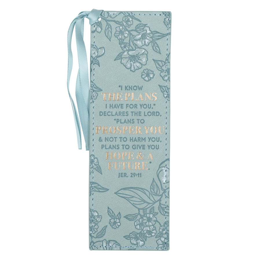 Teal I Know the Plans Jer. 29:11 Faux Leather Bookmark