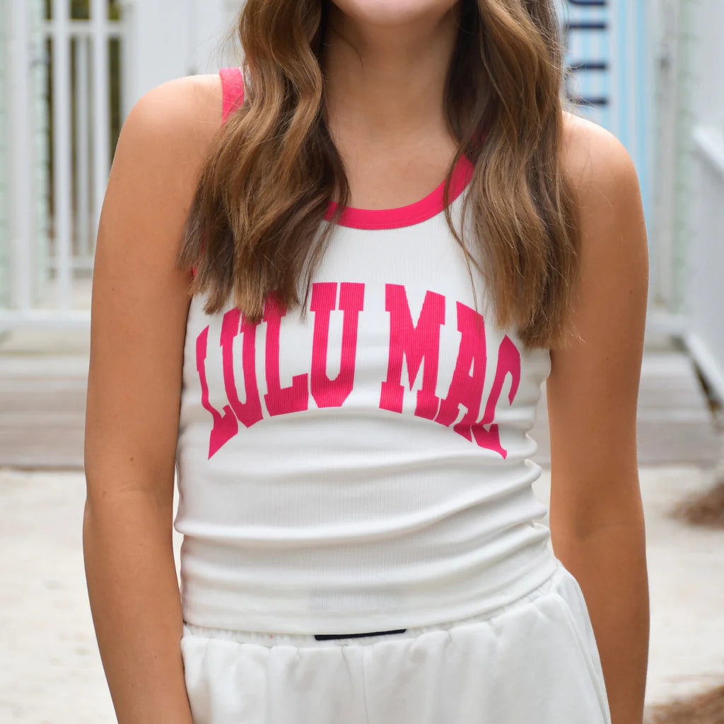 Lulu Mac Hot Pink & White Logo Tank