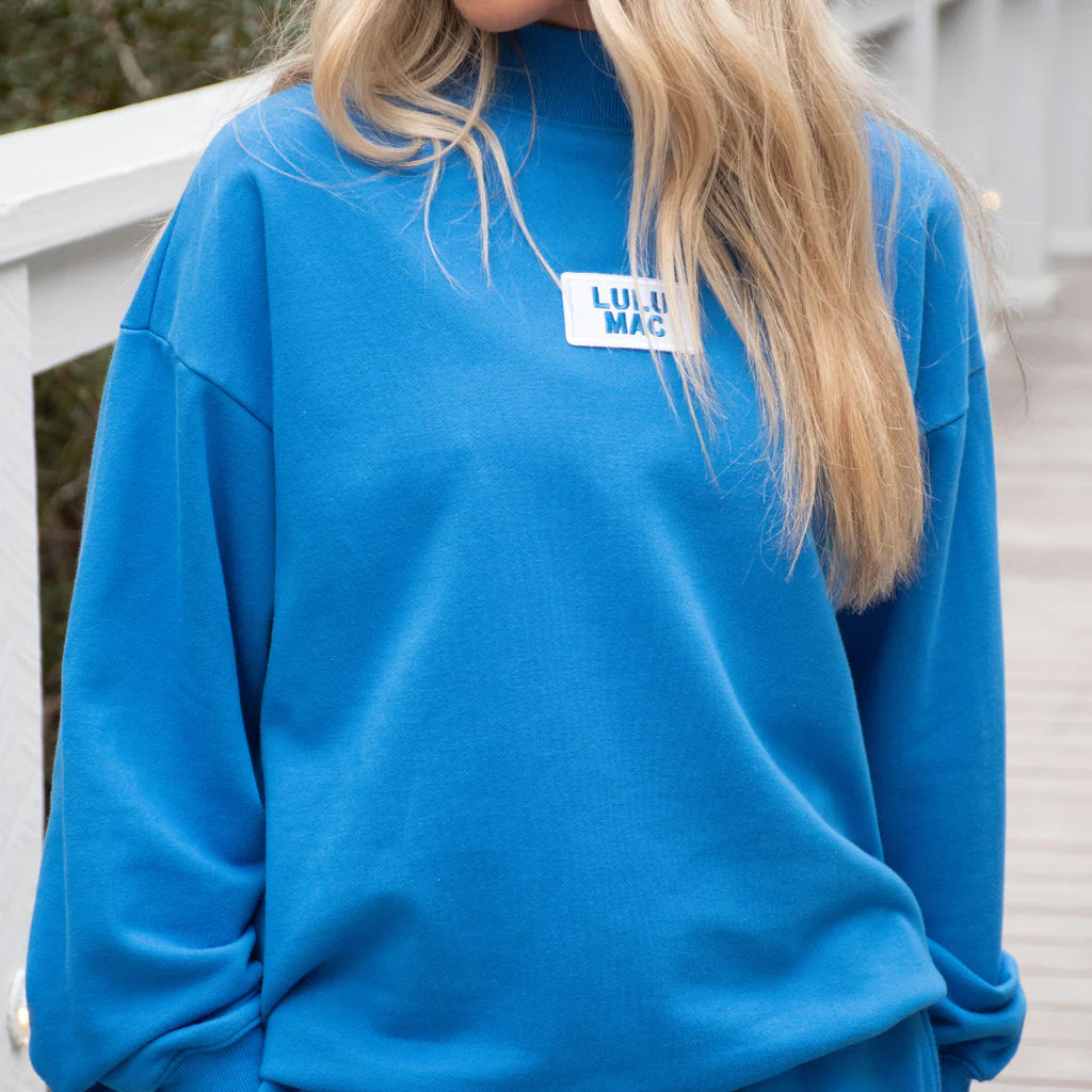 Lulu Mac Bright Blue Terry Cloth Long Sleeve Top