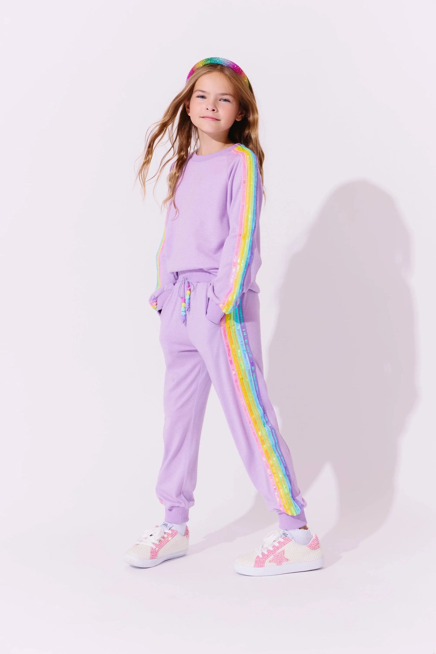 Youth Lavender Rainbow Sequin Set
