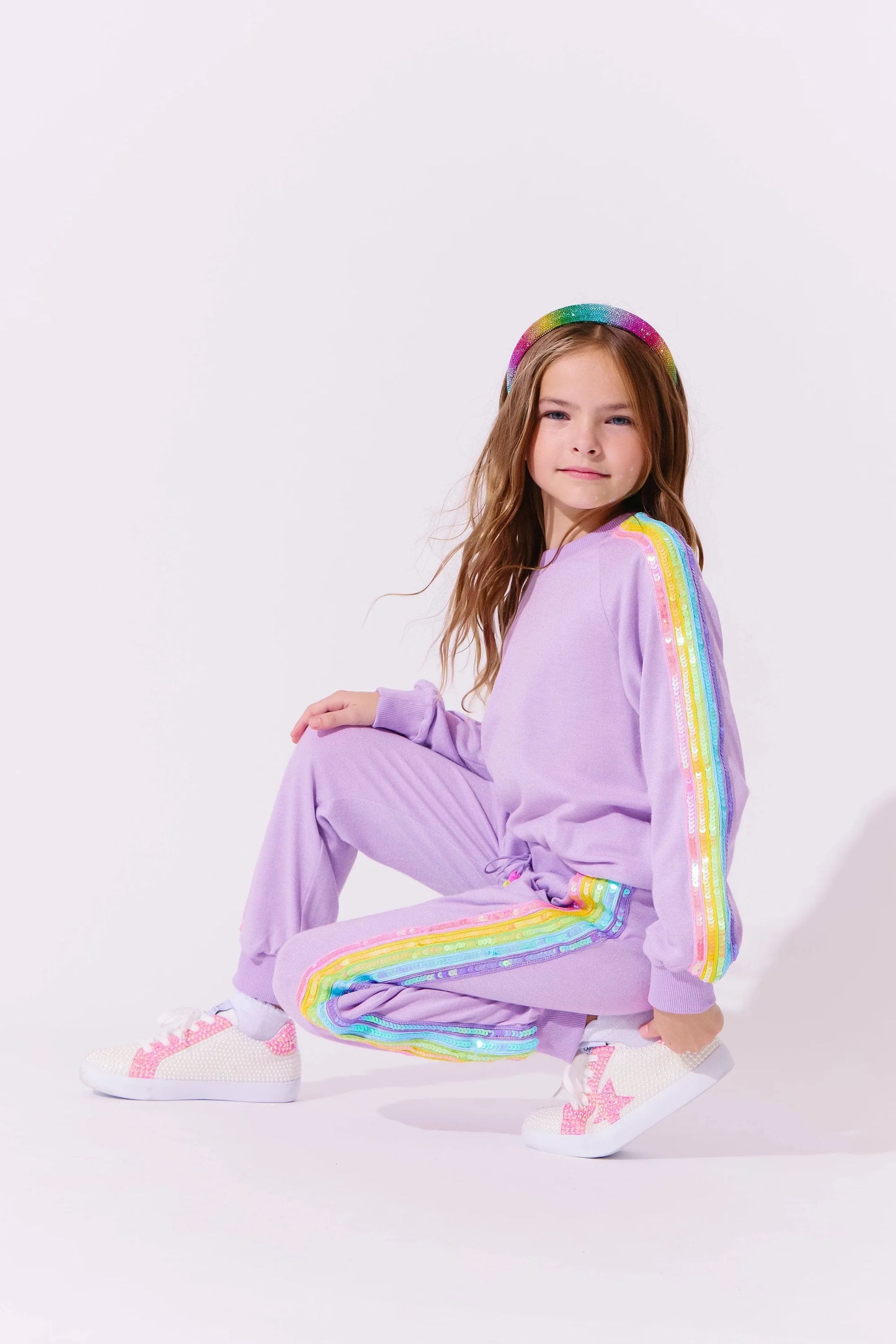 Youth Lavender Rainbow Sequin Set