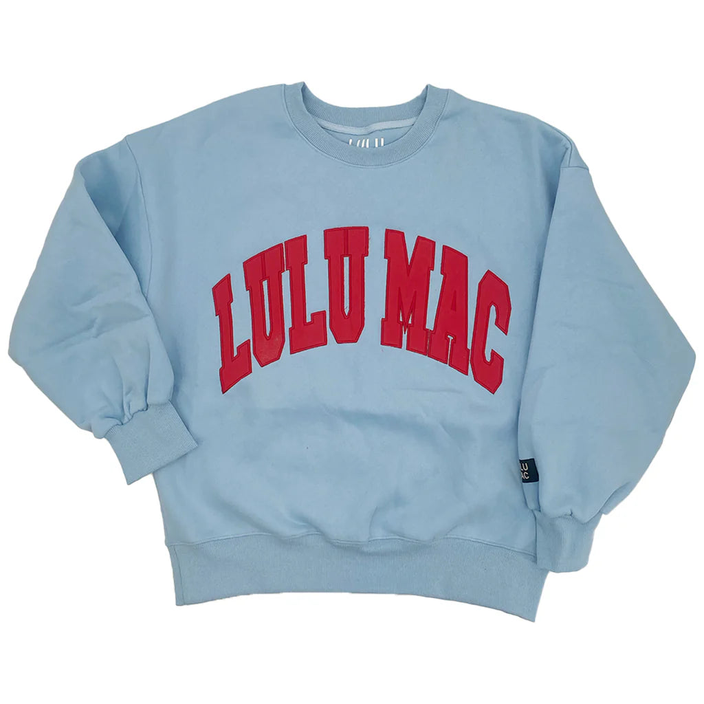 Lulu Mac Light Blue & Red Monogram Sweatshirt