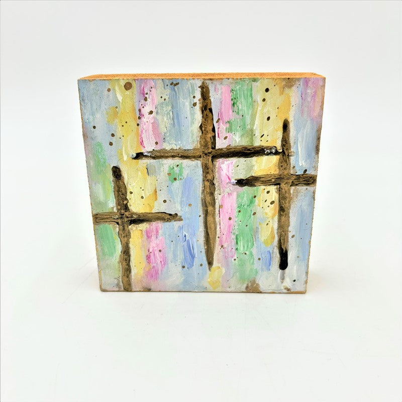 Handpainted Gold Cross Trio on Pastels