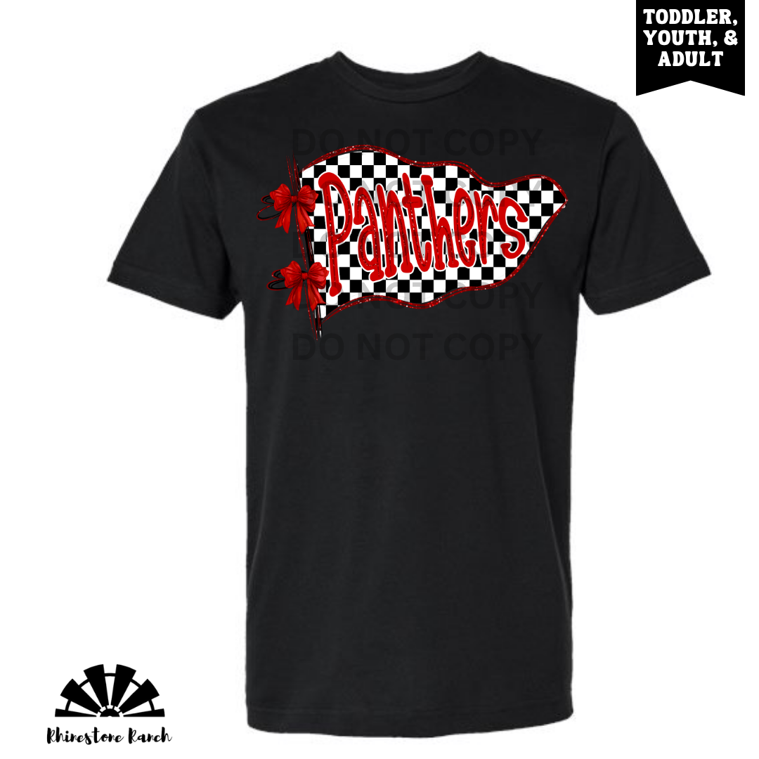 Black Panthers Glitter Bow Banner Tee