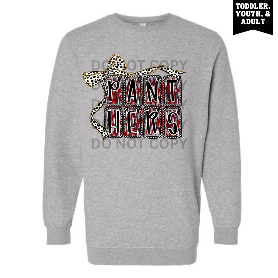 Heather Dotted Bow Brushstroke Panthers Sweatshirt