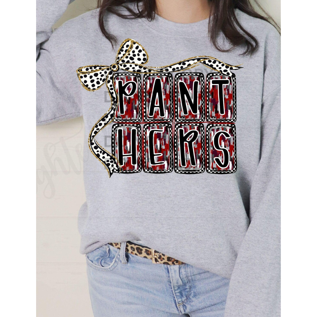 Heather Dotted Bow Brushstroke Panthers Sweatshirt