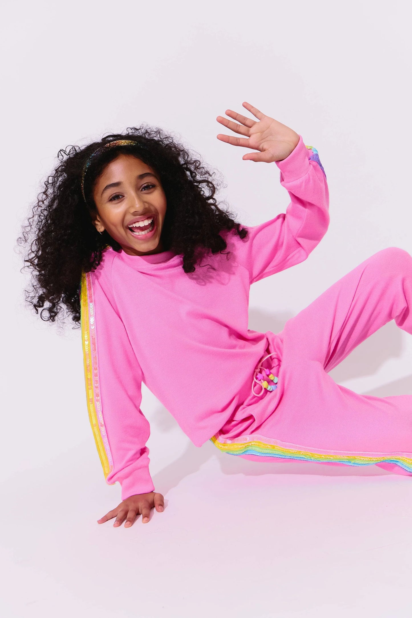 Youth Pink Rainbow Sequin Set