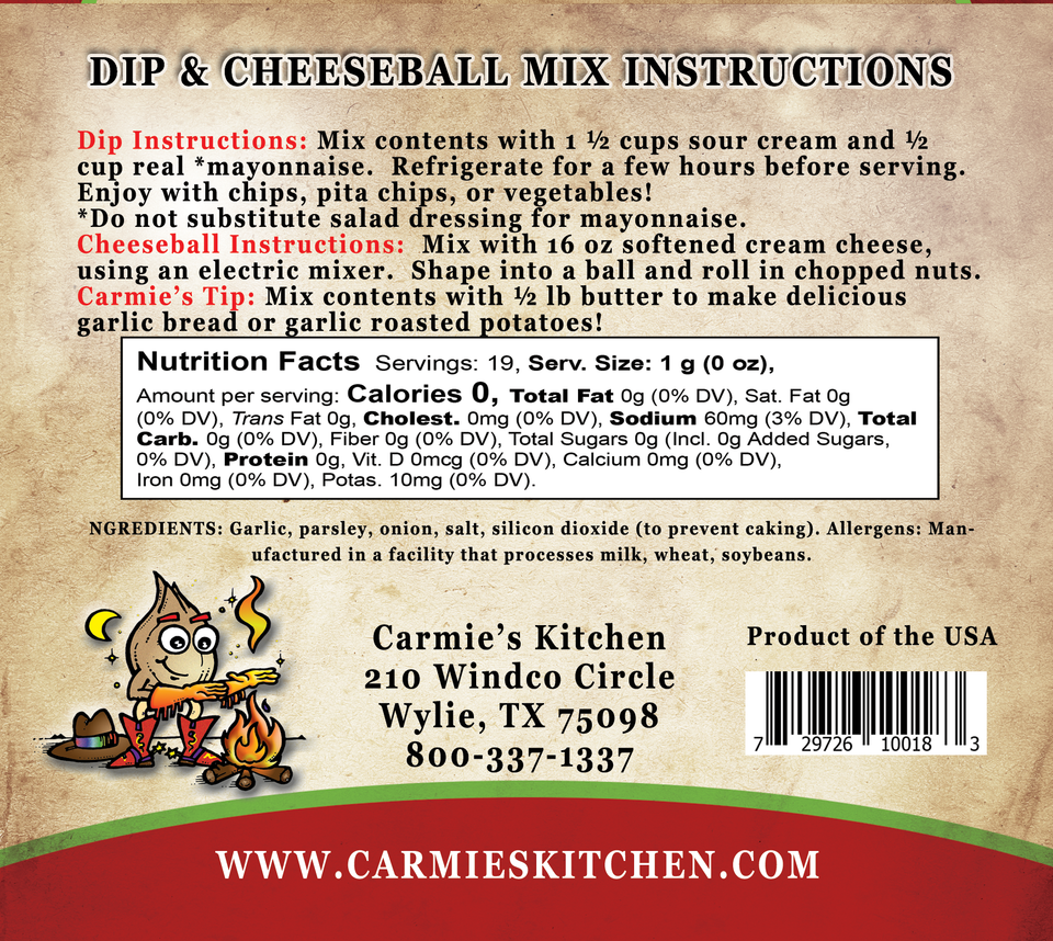 Carmie's Roasted Garlic Dip & Cheeseball Mix