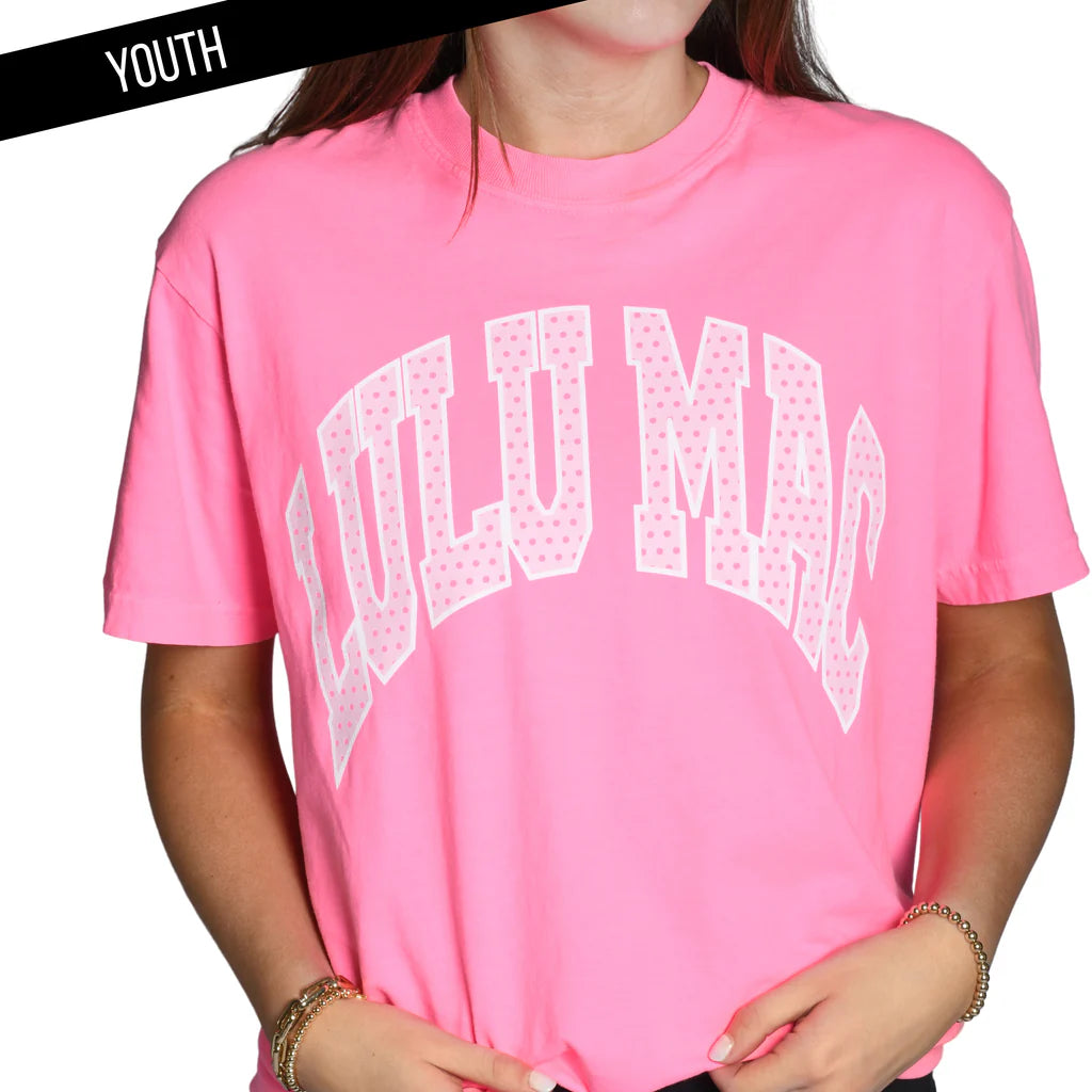 Youth Lulu Mac Neon Pink Polka Dot Tee