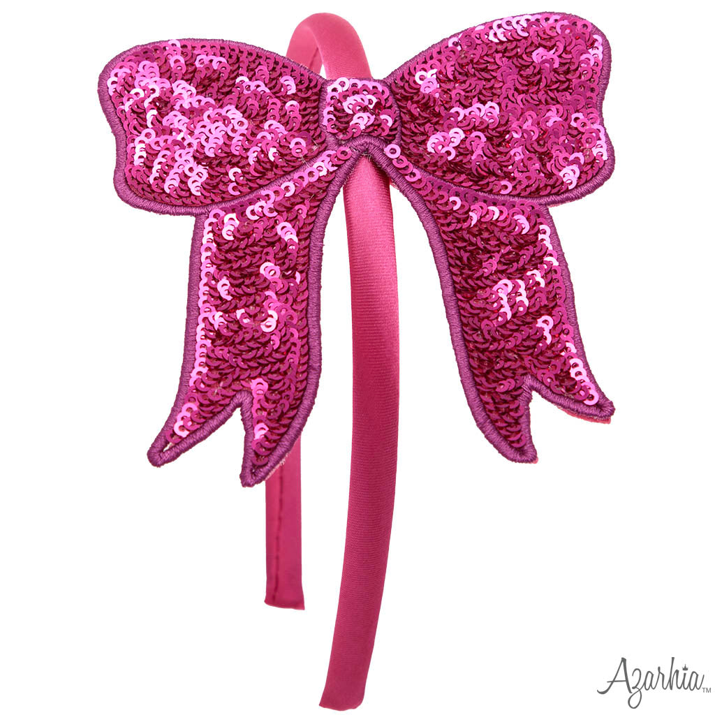 Youth Pink Sequin Bow Headband