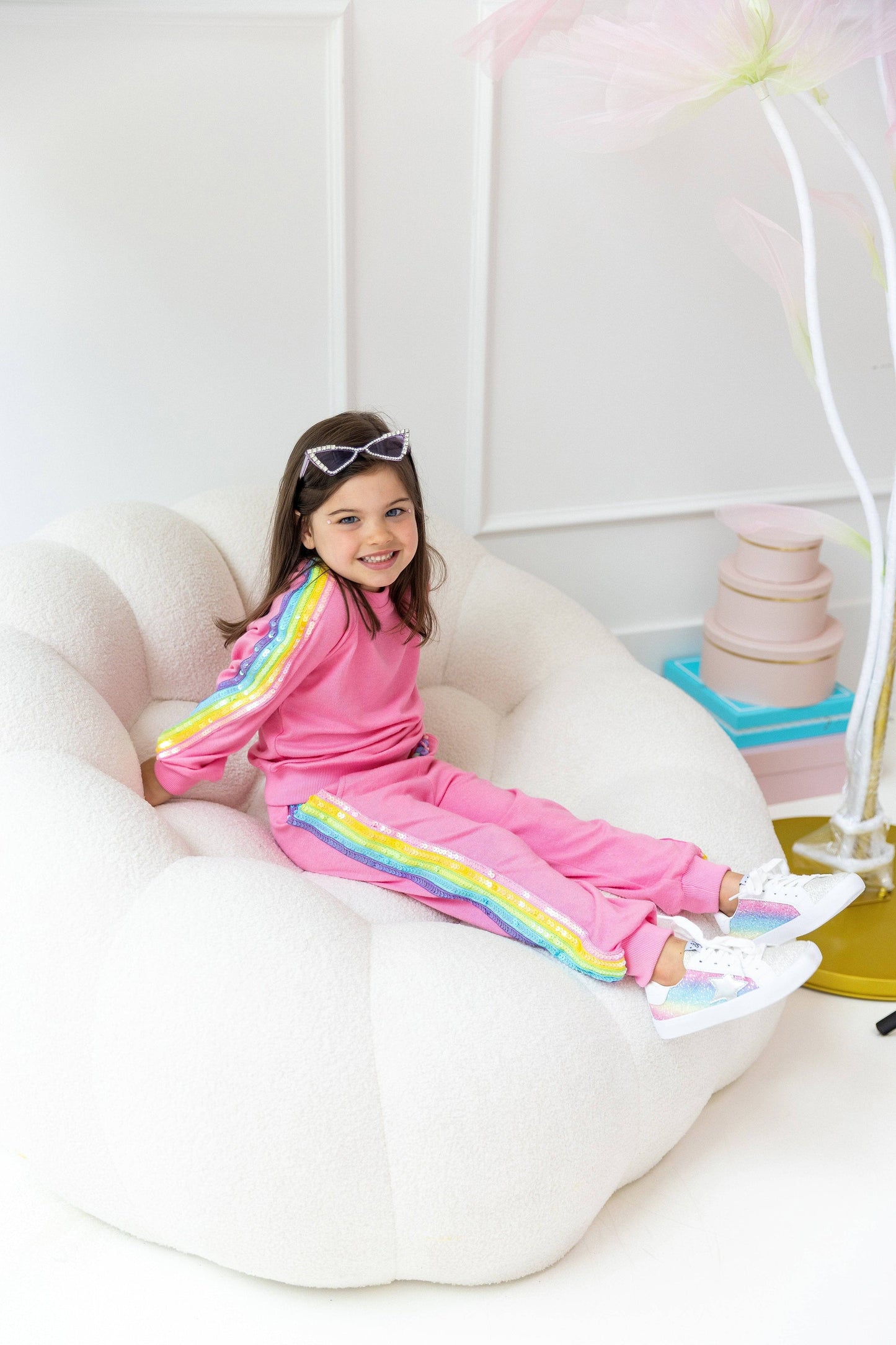 Youth Pink Rainbow Sequin Set