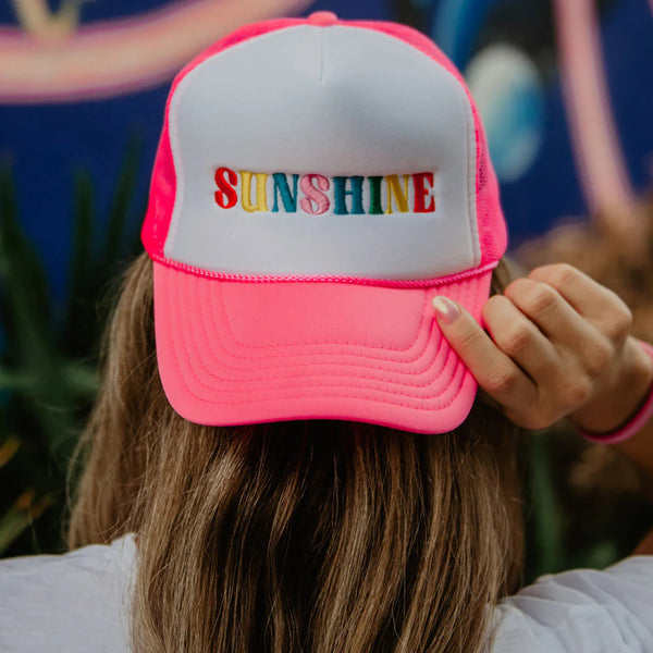 Hot Pink & White Multi Sunshine Foam Trucker Hat