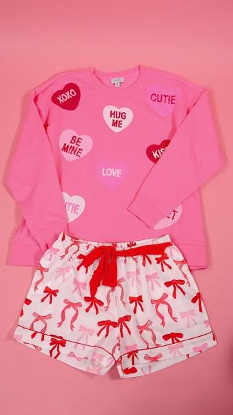 Mud Pie Pink Sequin Conversation Hearts Sweatshirt