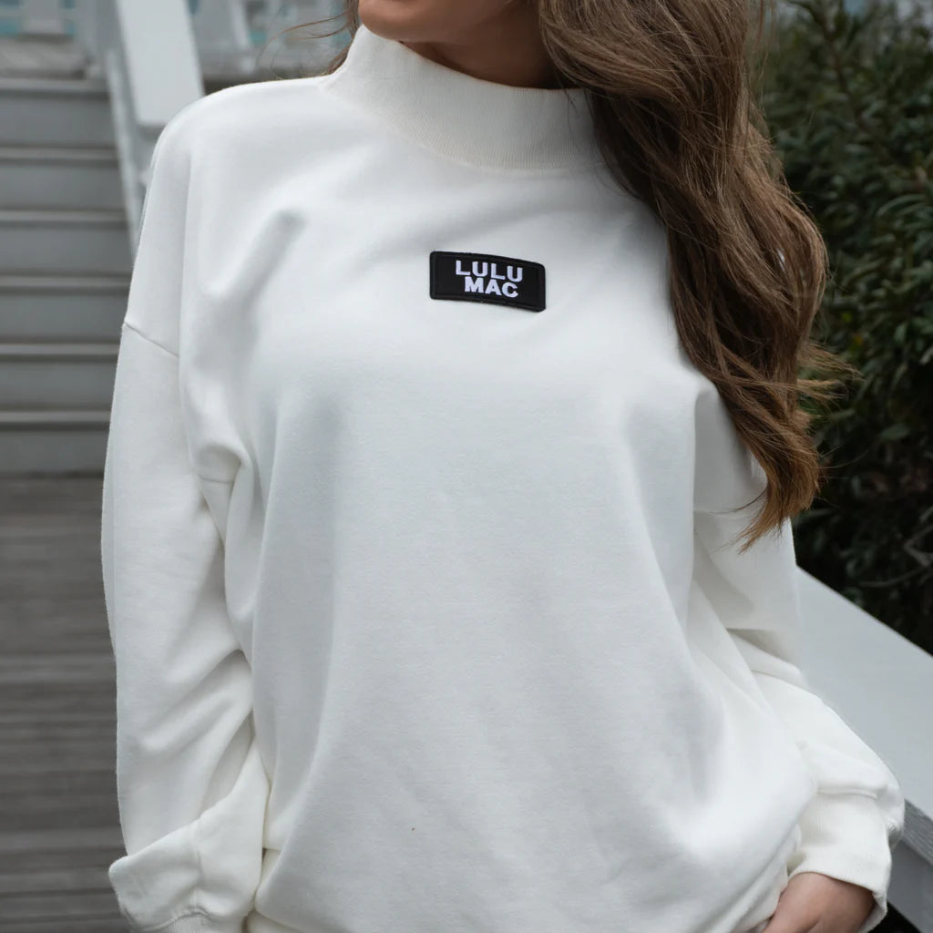 Lulu Mac White Terry Cloth Long Sleeve Top