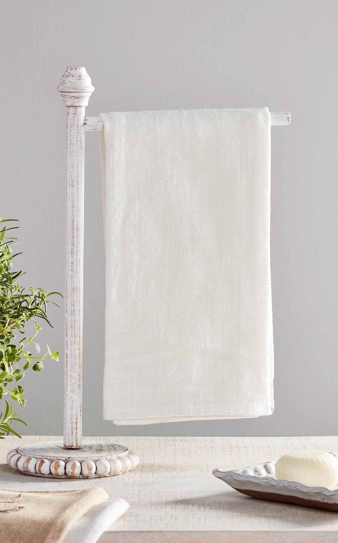 Mud Pie White Wood Towel Holder