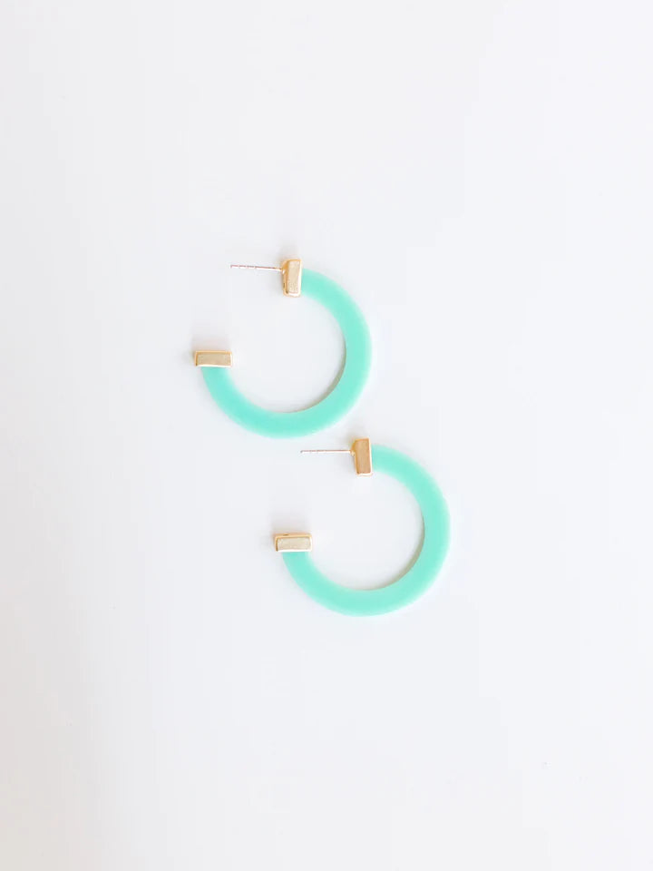 Teal Acrylic Hoop Earrings