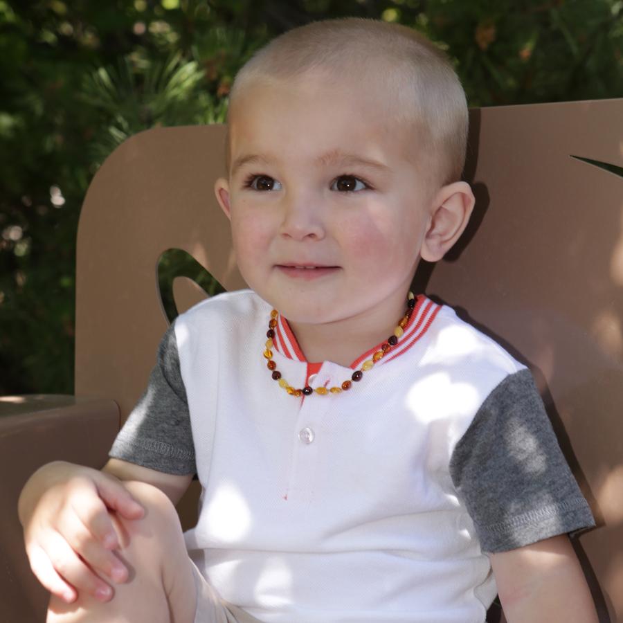 Amber Teething Necklace - Multi Polished