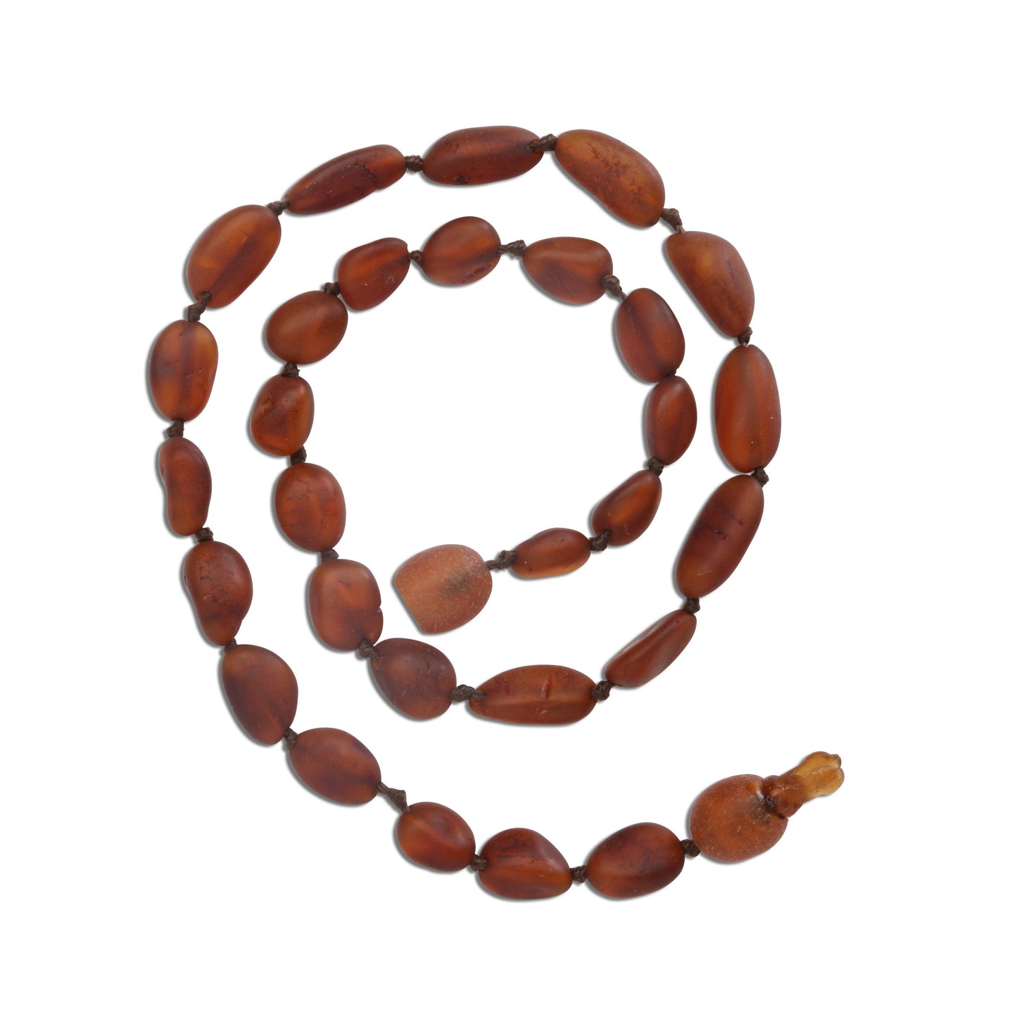 Amber Teething Necklace - Dark Cognac Unpolished Raw