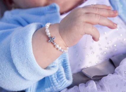 Emily - Sterling Silver Pearl Cross Bracelet