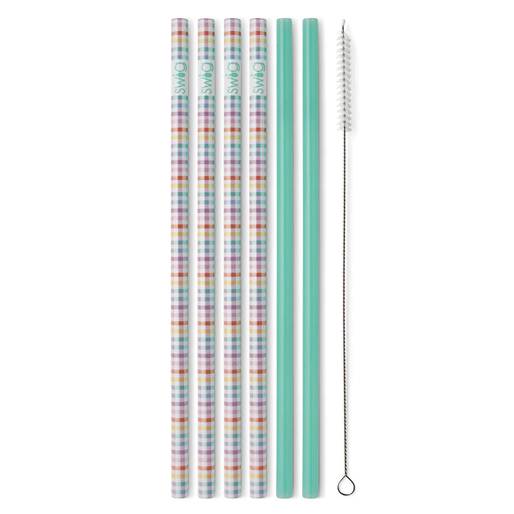 Swig Pretty in Plaid + Mint Reusable Straw Set