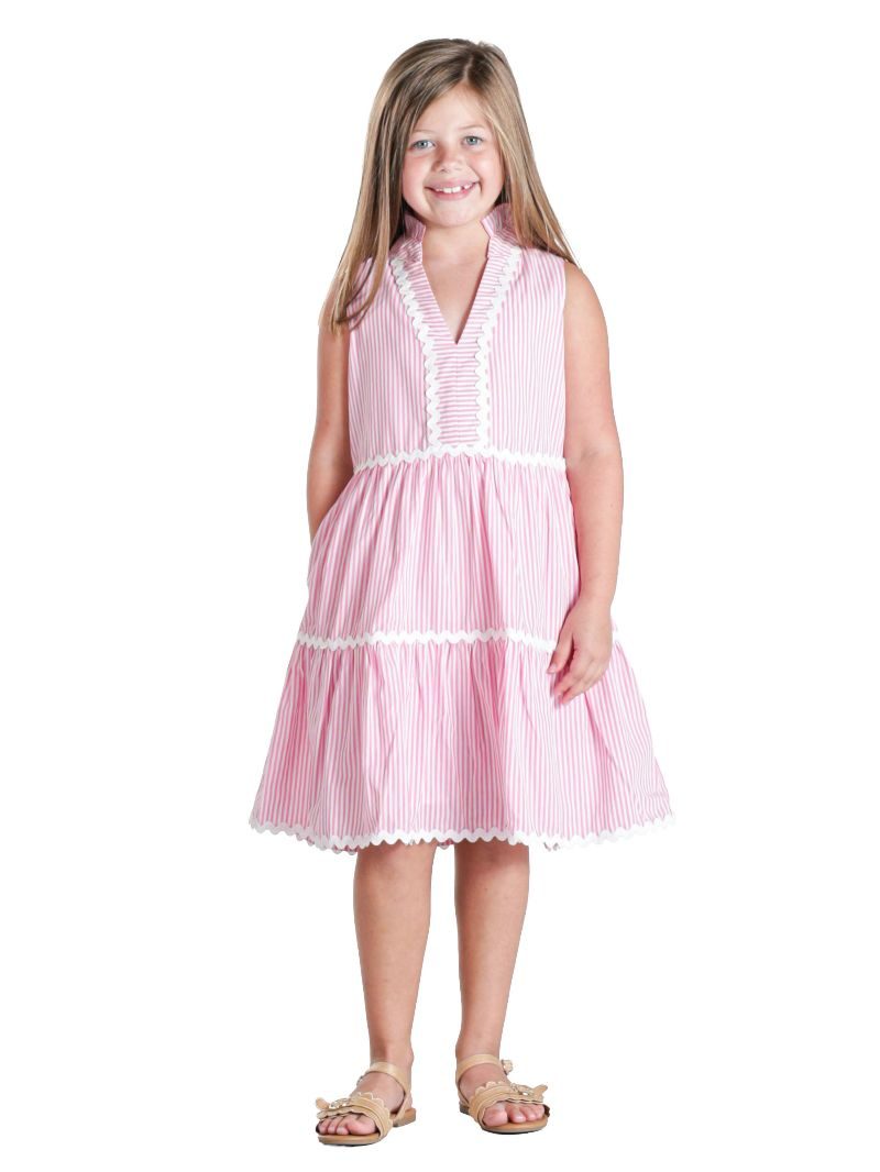 Youth Pink Stripe Coastal Prep Dress