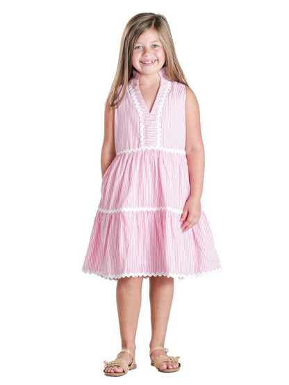 Youth Pink Stripe Coastal Prep Dress
