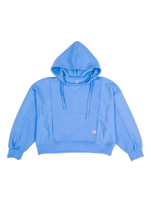 Marine Blue Contrast Rib Hoodie